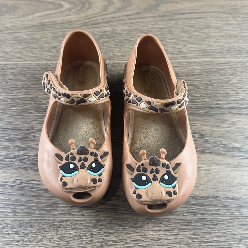 Mini Melissa Giraffe Mary Jane Jelly Shoes Girls Size 10 Animal Dress-Up